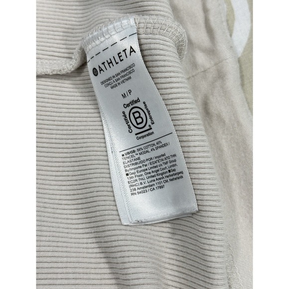Athleta Open Front Cardigan Petite M Beige Tan Ribbed Knit Draped PM - Picture 7 of 7